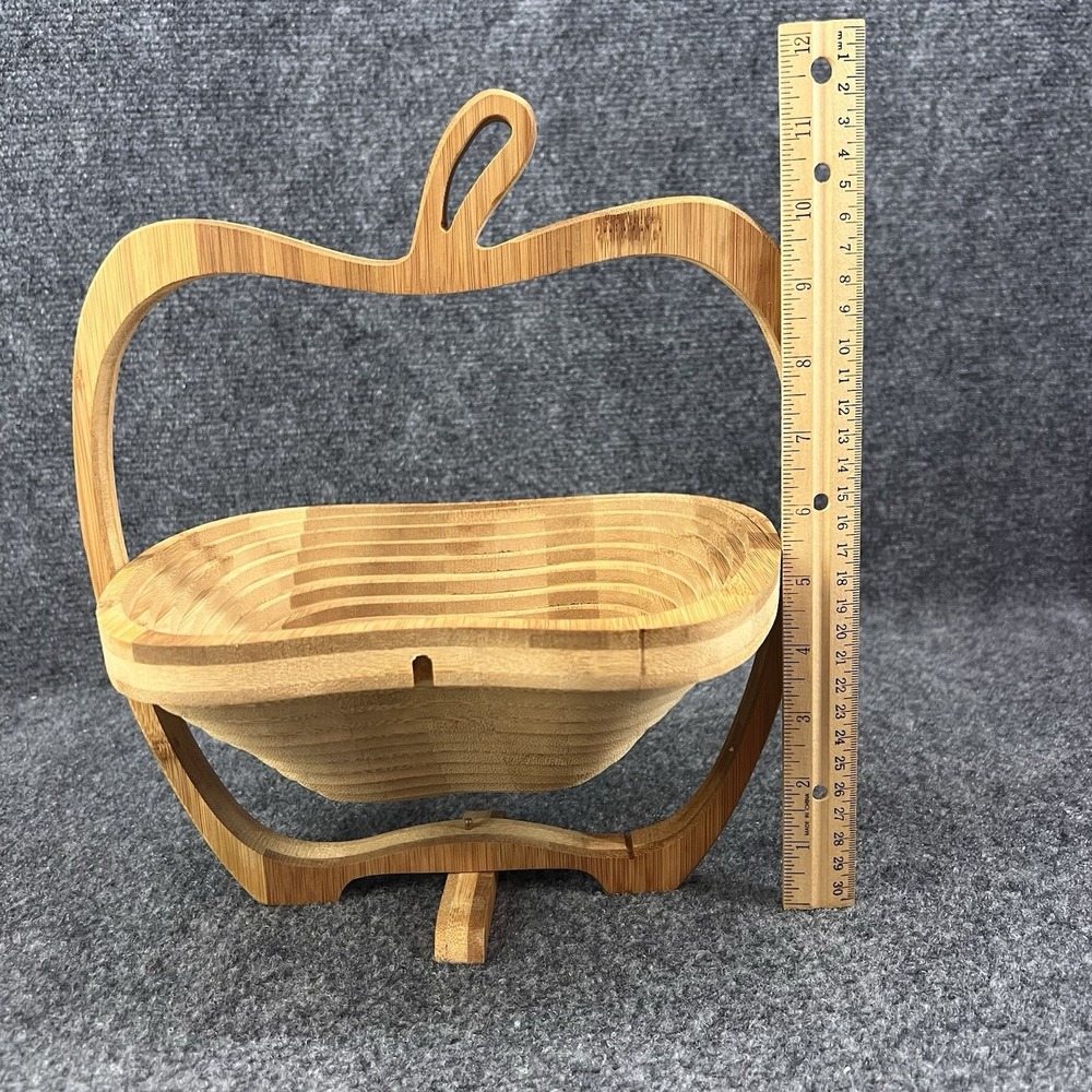 Bonnie & Pop NY Wooden Collapsible Apple Fruit Basket Trivet 11.75" T - Picture 8 of 11